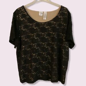 Emma James by Liz Claiborne, Lined Maternity Lace Short Sleeve Top